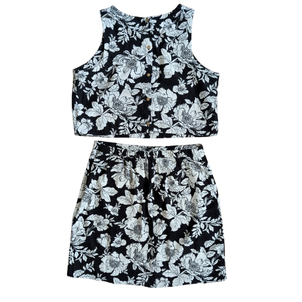 Tropical Print Linen Blend Skirt Set - Picture 5 of 6